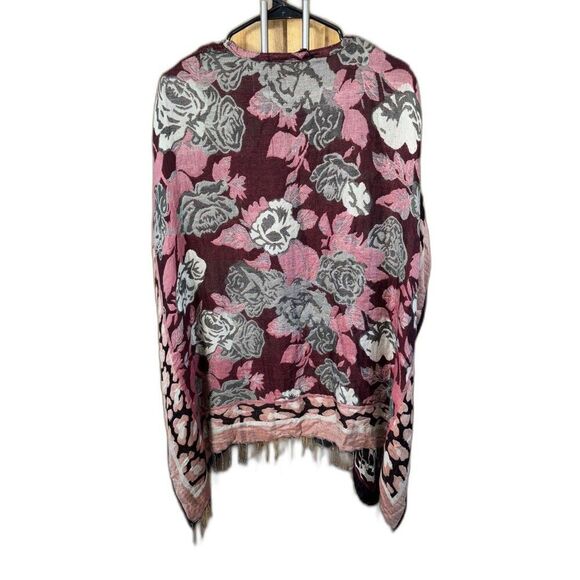 Colleen Lopez Floral Fringe Animal Print Shawl Wrap Scarf Boho Chic Hippy M L - Picture 11 of 11